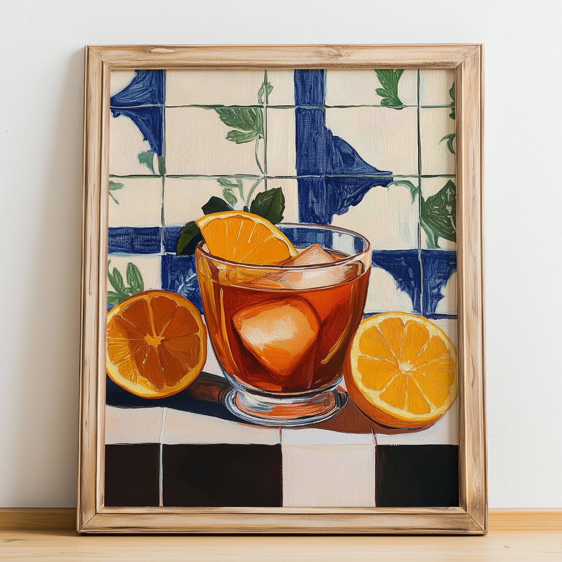Chinotto – Italian Beverage Drink, Sky Bar Poster, no-text version framed in wood