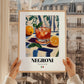 Negroni – Italian Cocktail Drink, Sky Bar Poster, styled in a charming Paris street view