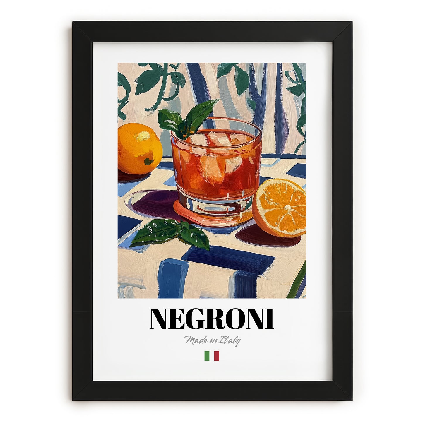 Negroni – Italian Cocktail Drink, Sky Bar Poster, in sleek black frame