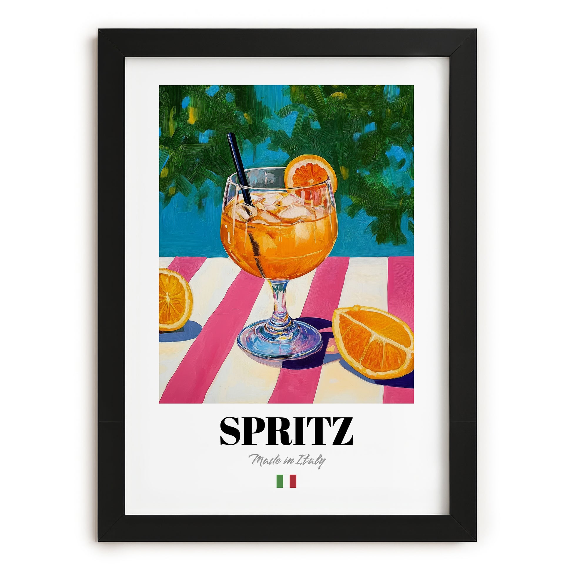 Spritz – Italian Cocktail Drink, Beach Bar Wall Decor, in sleek black frame