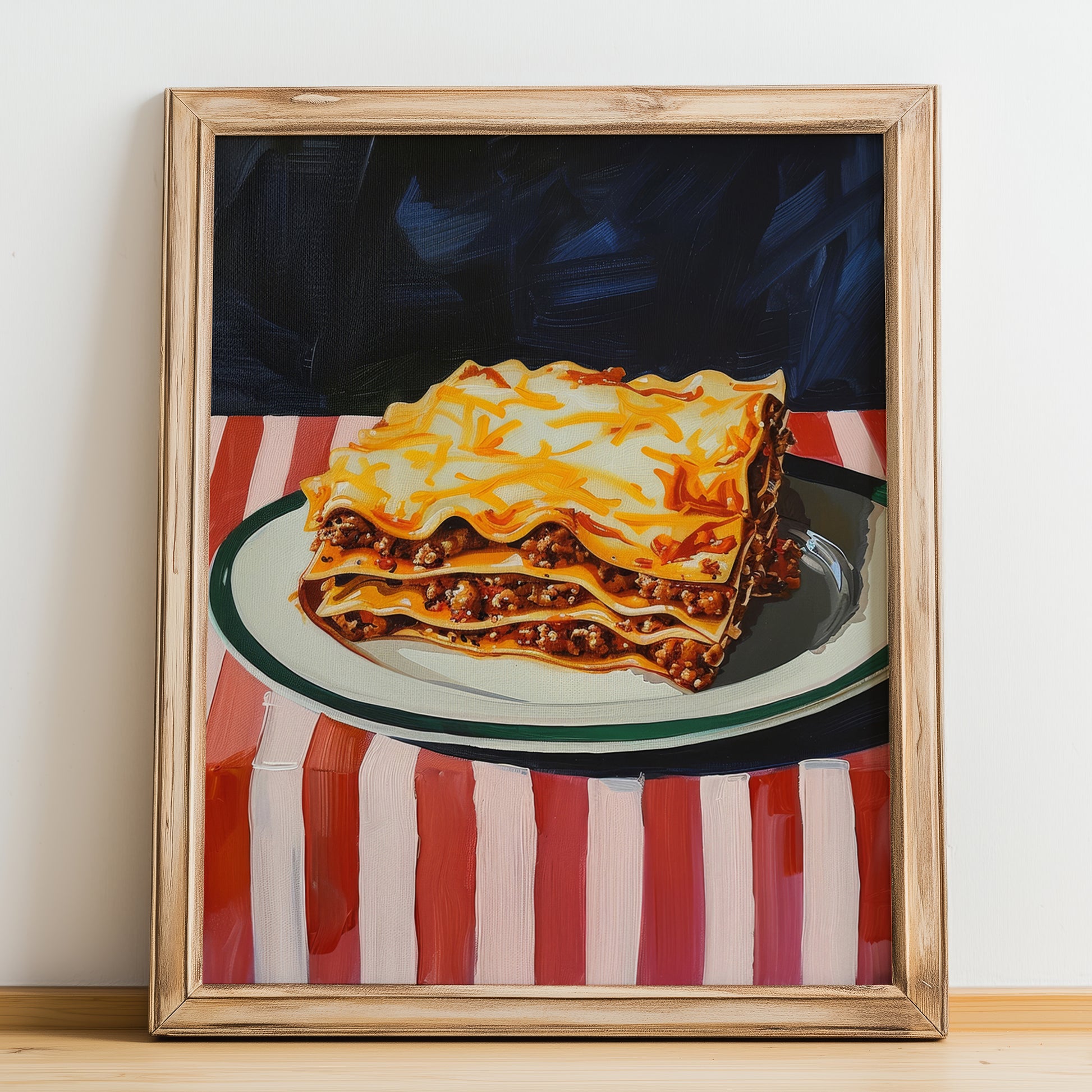 Lasagna – Italian Pasta, Osteria Poster, no-text version framed in wood