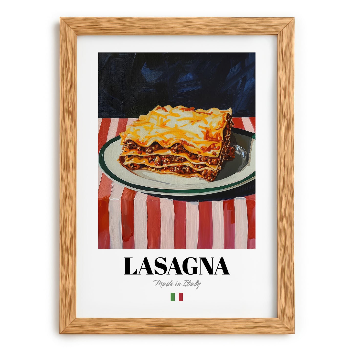 Lasagna – Italian Pasta, Osteria Poster, set in oak frame