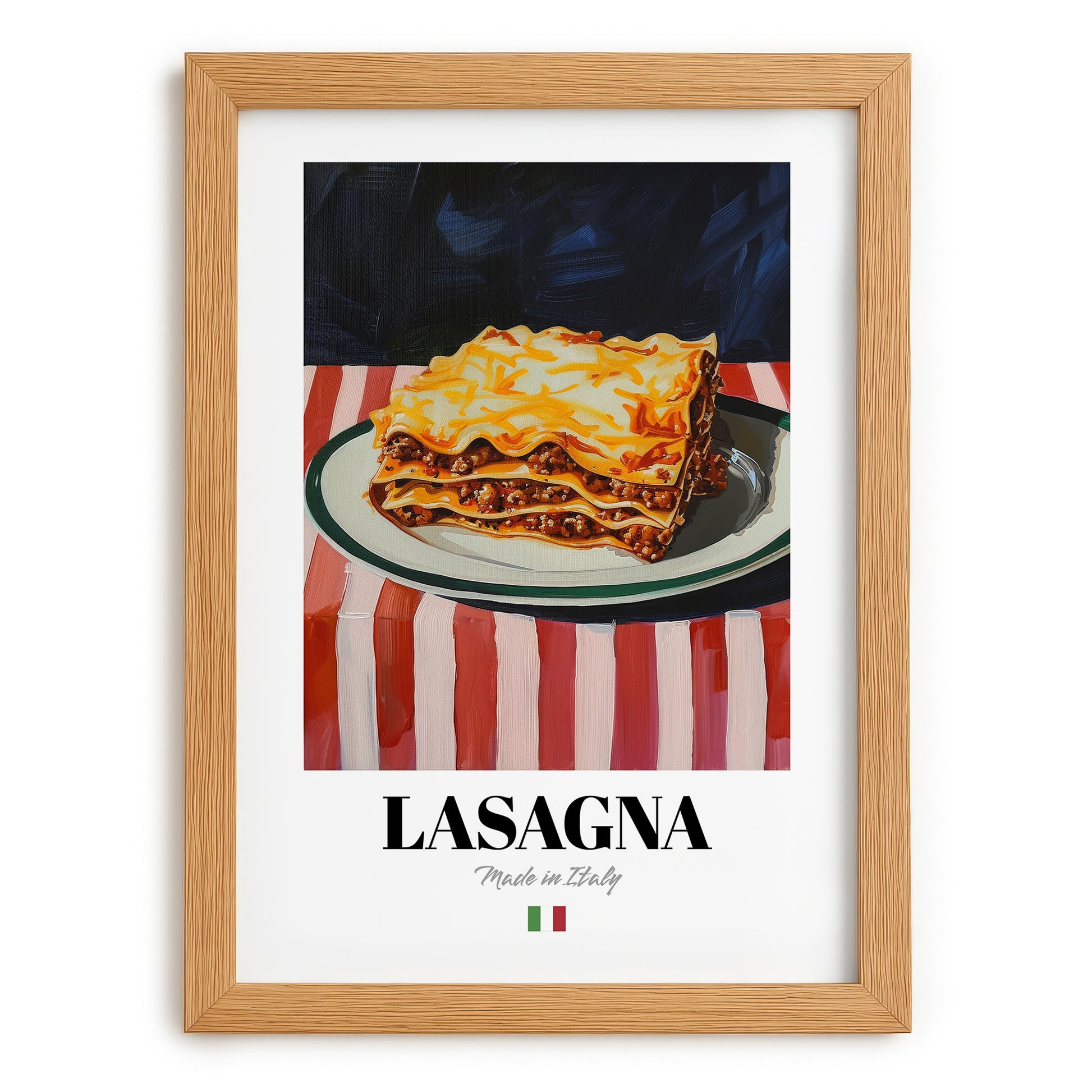 Lasagna – Italian Pasta, Osteria Poster, set in oak frame