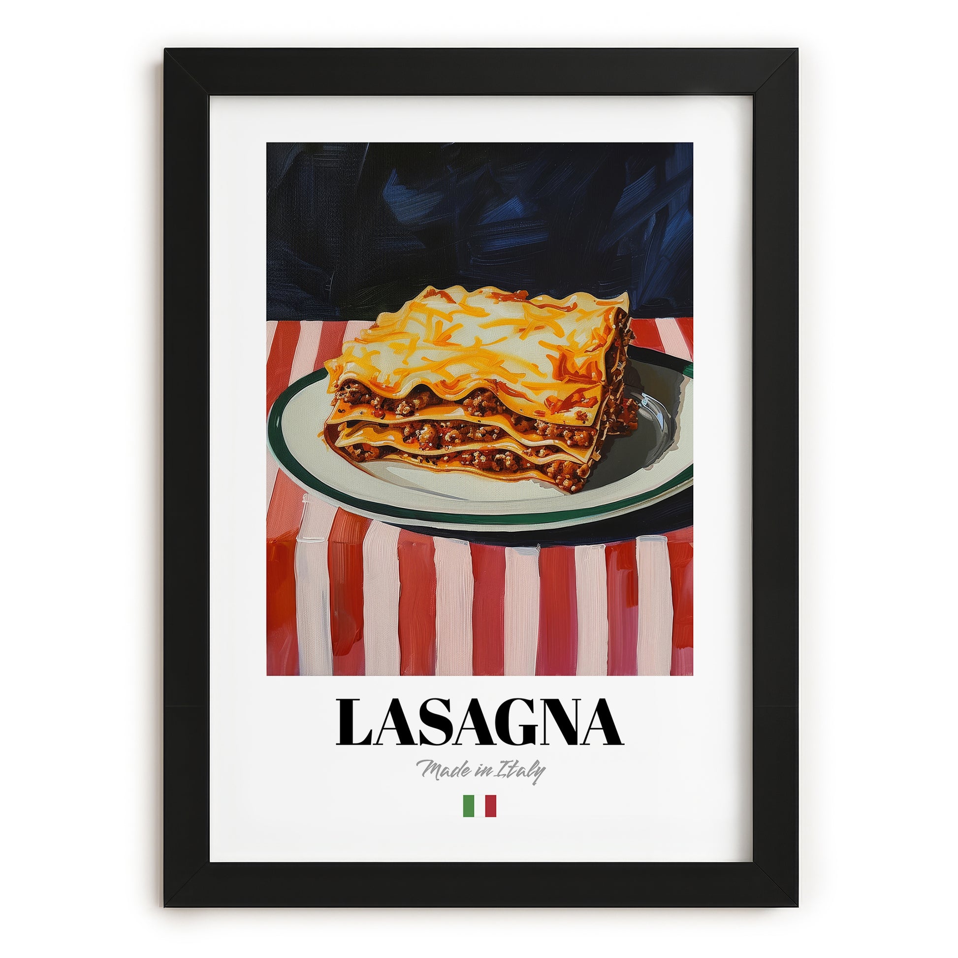 Lasagna – Italian Pasta, Osteria Poster, in sleek black frame