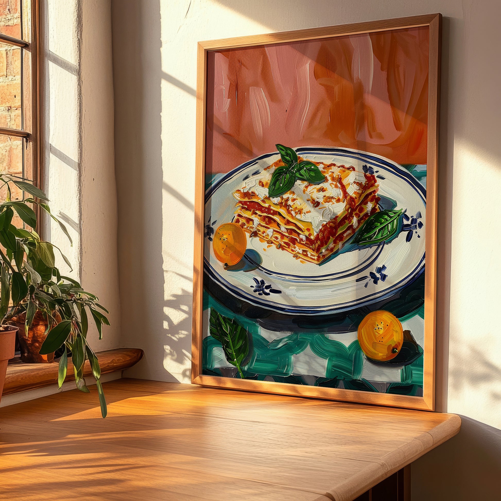 Lasagna – Italian Pasta, Trattoria Still Life, clean layout with no caption