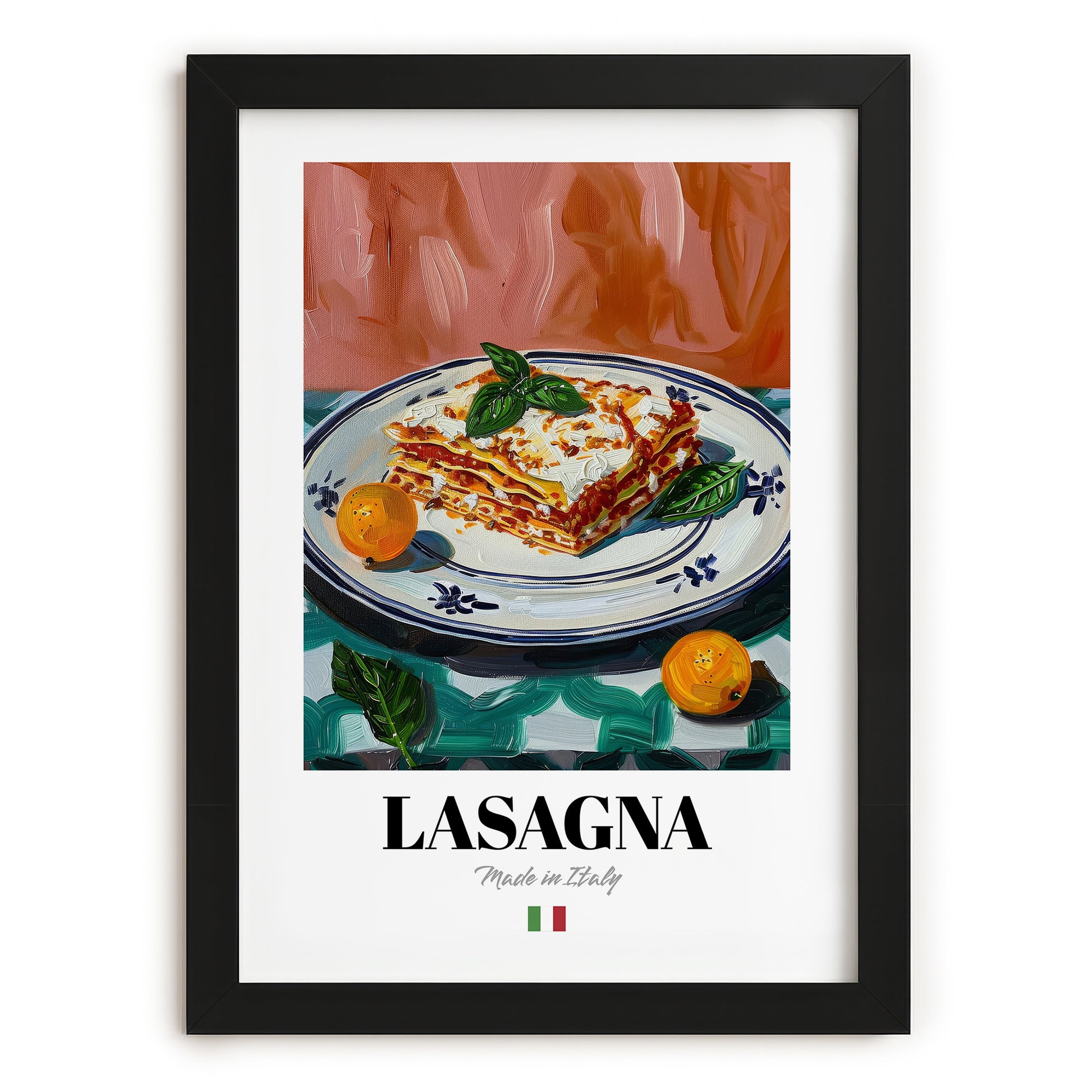 Lasagna – Italian Pasta, Trattoria Still Life, in sleek black frame