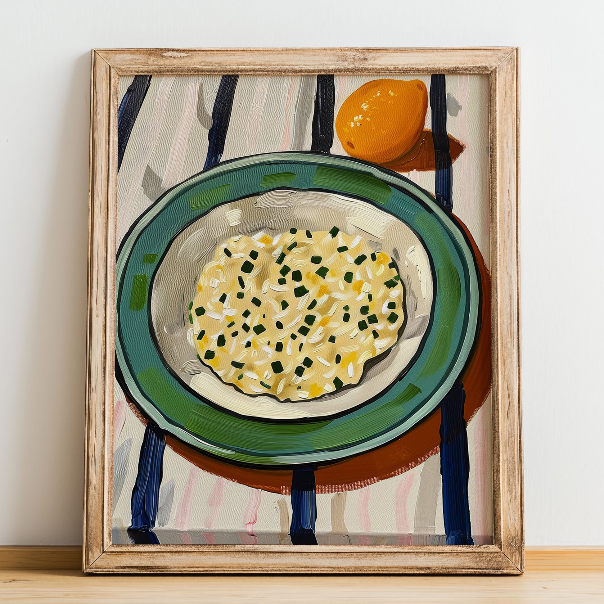 Risotto alla Milanese – Italian Rice Dish, Café Wall Art, no-text version framed in wood