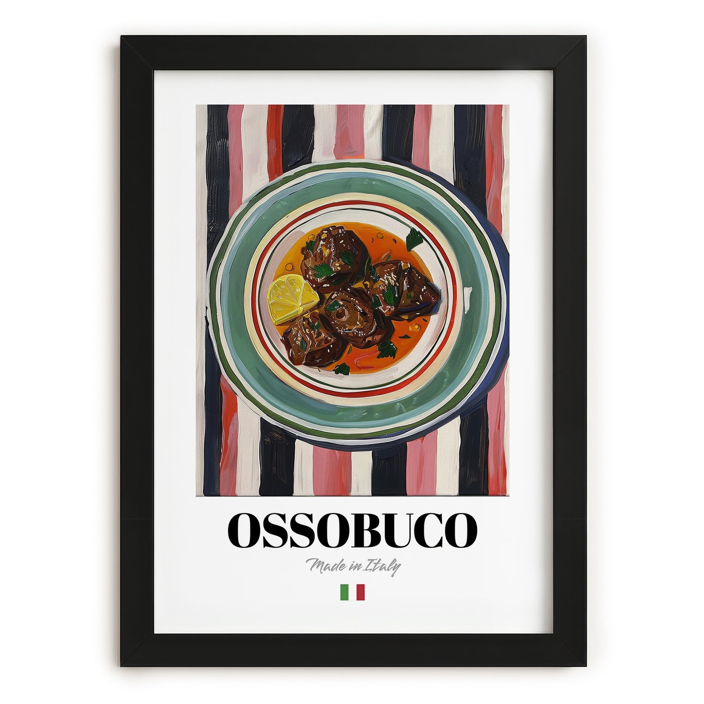 Ossobuco – Italian Stew Dish, Restaurant Poster, in sleek black frame