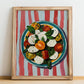 Insalata Caprese – Italian Salad Dish, Café Illustration, no-text version framed in wood