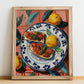 Bruschetta – Italian Snack Dish, Farmhouse Kitchen Illustration, no-text version framed in wood