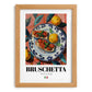 Bruschetta – Italian Snack Dish, Farmhouse Kitchen Illustration, set in oak frame