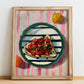 Bruschetta – Italian Snack Dish, Fine Dining Restaurant Print, no-text version framed in wood