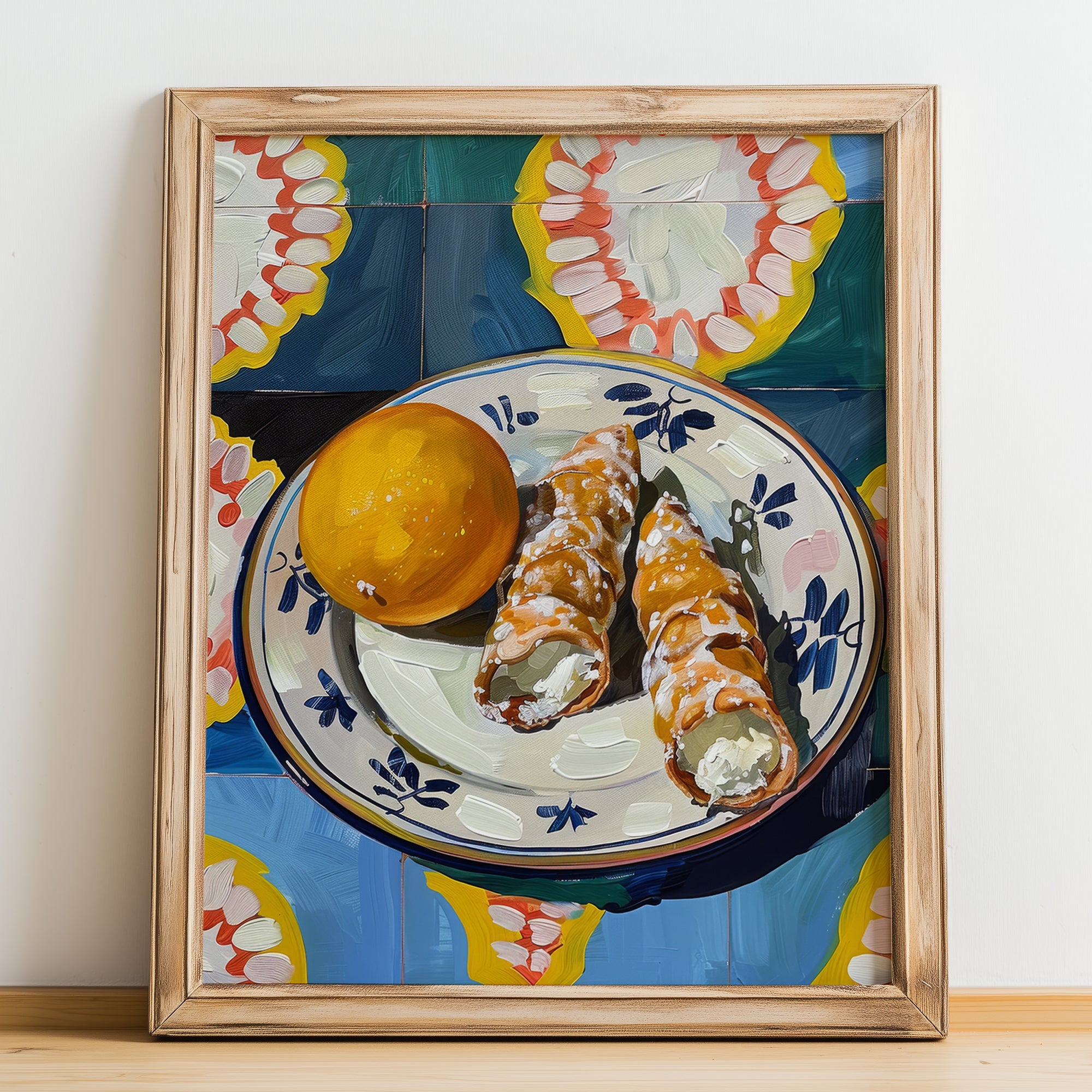 Cannoli – Italian Dessert Dish, Bistro Print, no-text version framed in wood