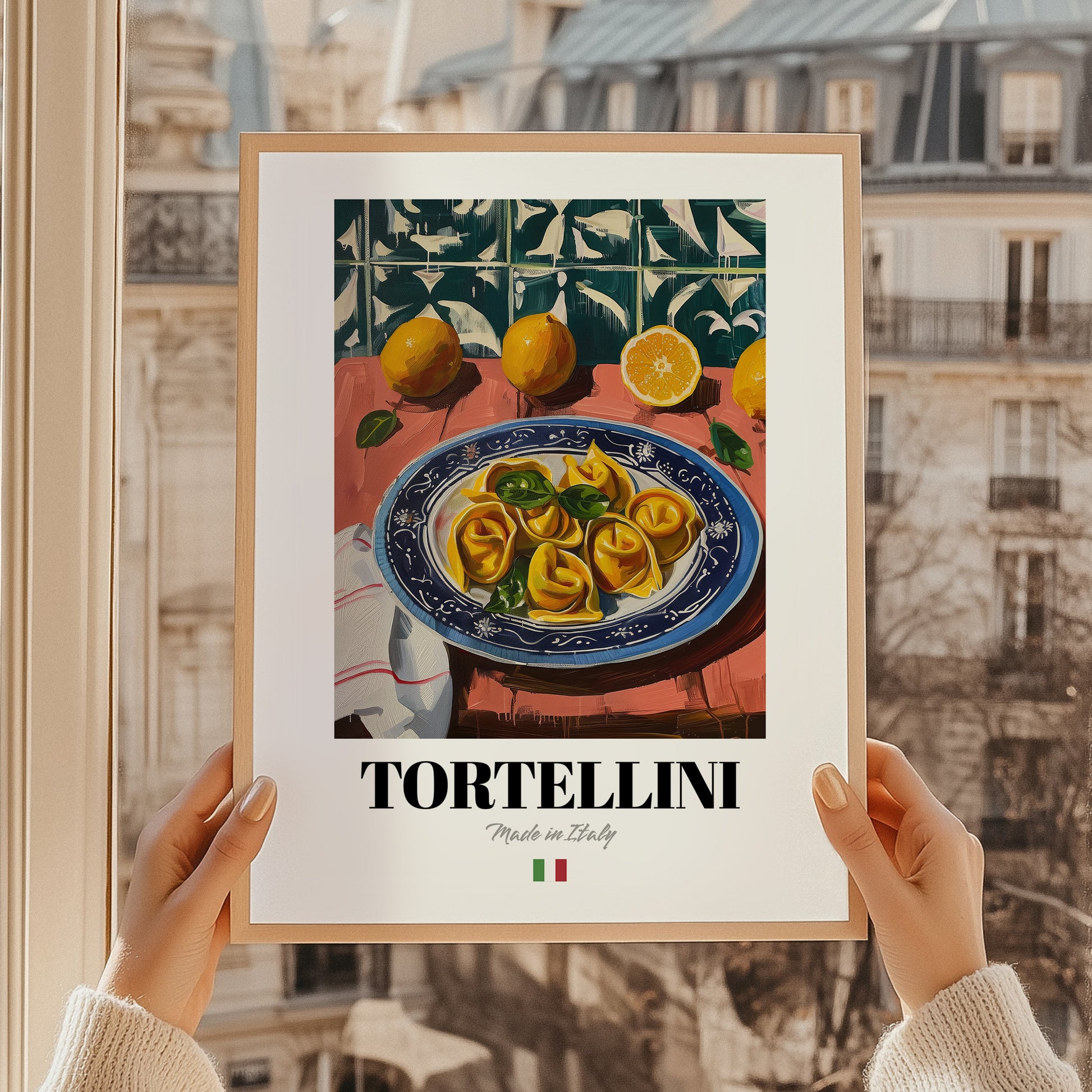 Tortellini – Italian Pasta, Ristorante Still Life, styled in a charming Paris street view