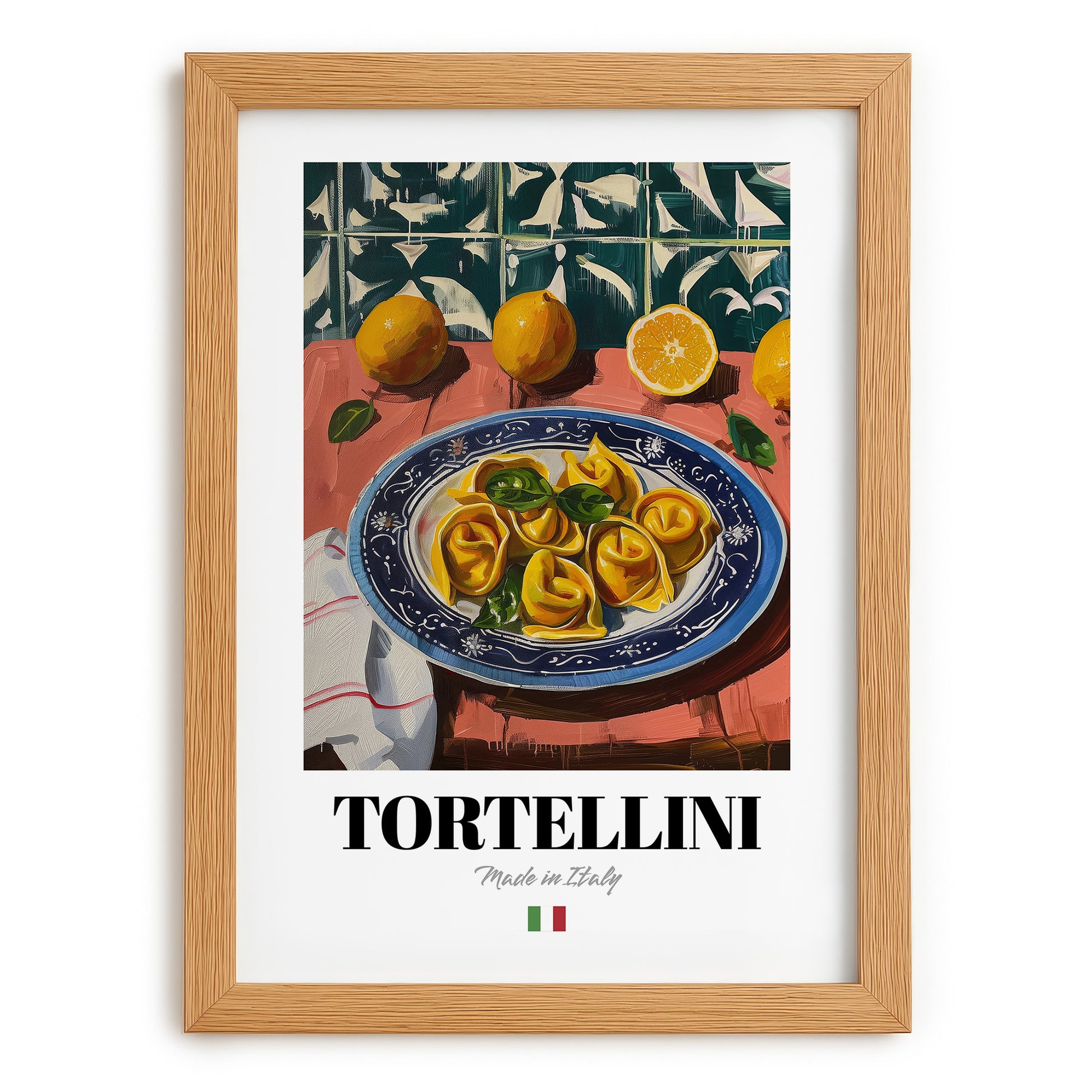 Tortellini – Italian Pasta, Ristorante Still Life, set in oak frame