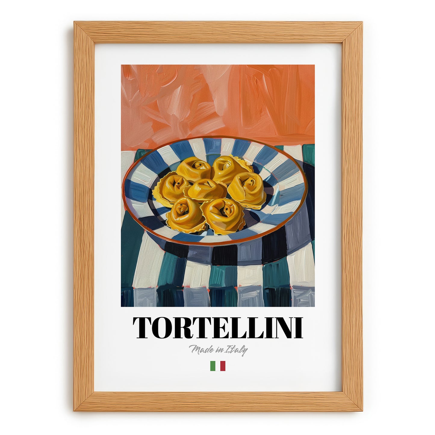 Tortellini – Italian Pasta, Trattoria Poster, set in oak frame