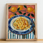 Cacio e Pepe – Italian Pasta, Restaurant Poster, no-text version framed in wood