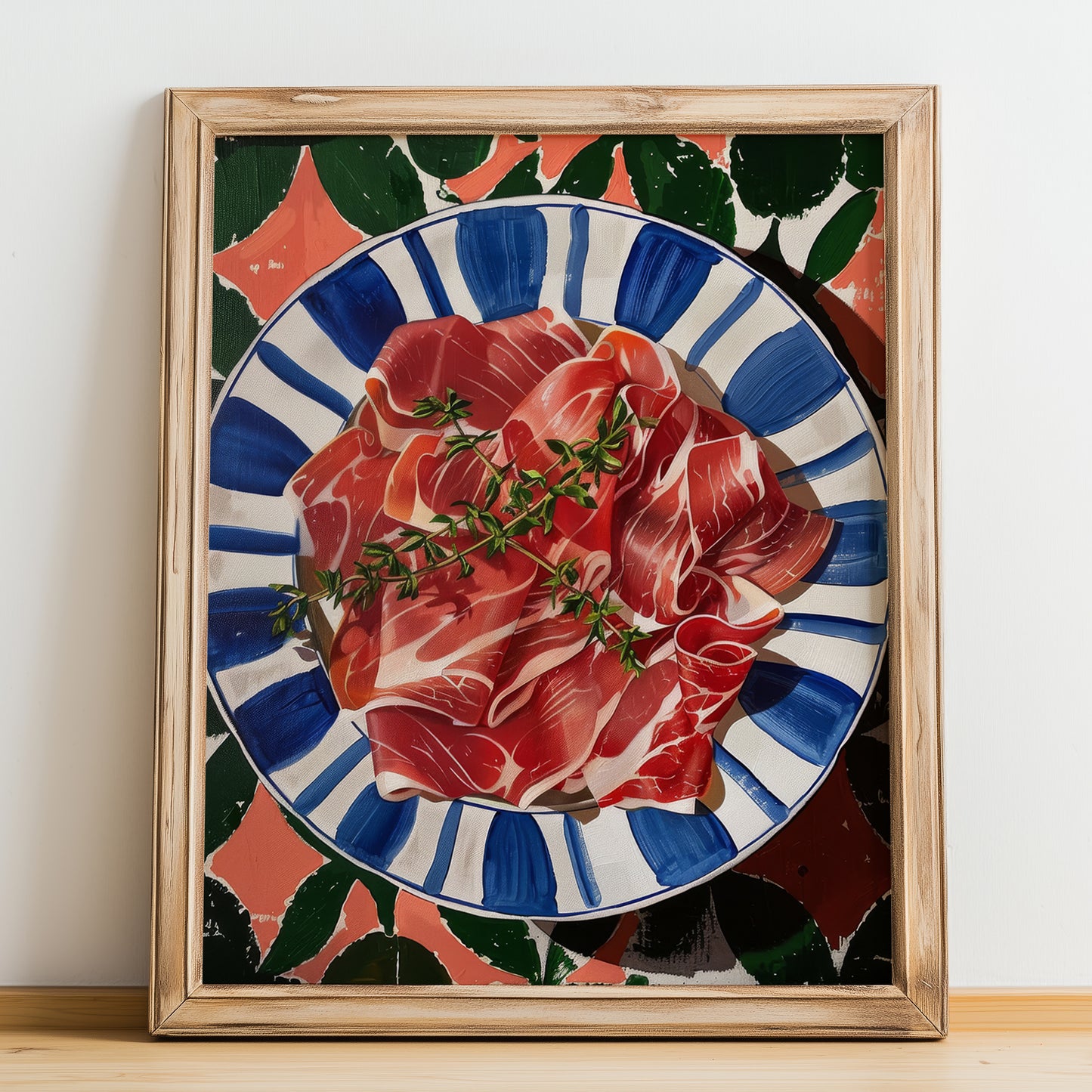 Prosciutto di Parma – Italian Meat Dish, Food Bar Poster, no-text version framed in wood
