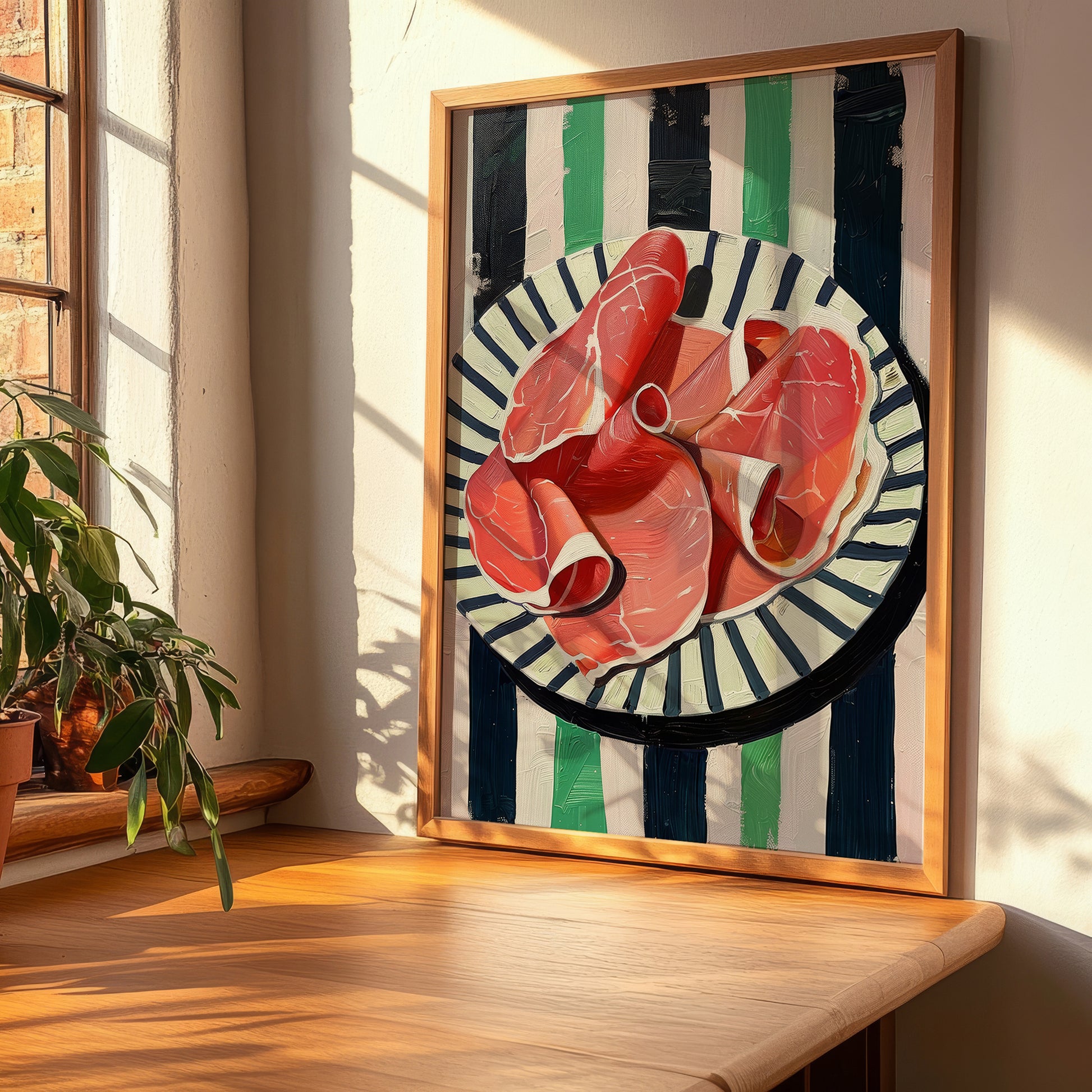 Prosciutto di Parma – Italian Meat Dish, Farmhouse Kitchen Painting, clean layout with no caption