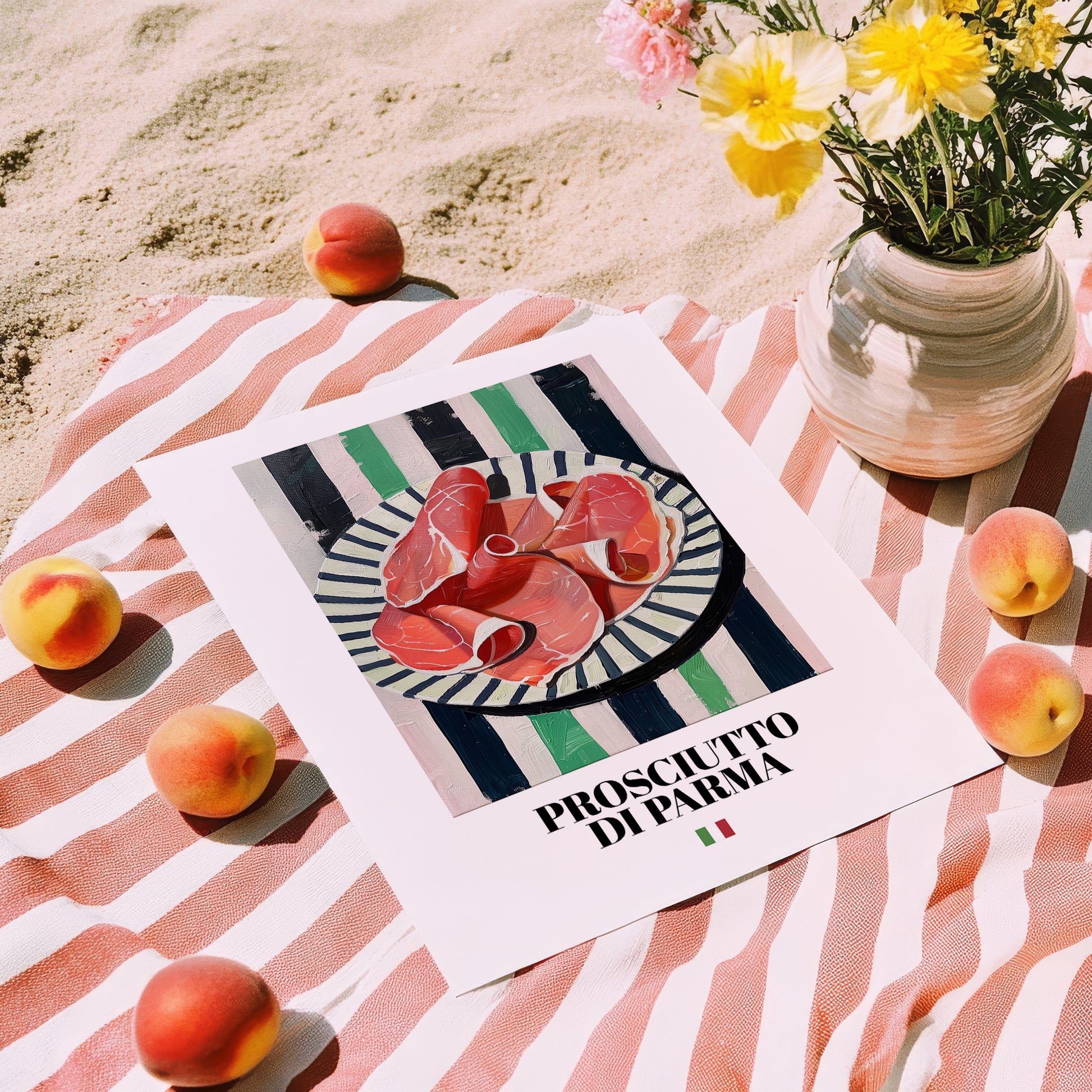 Prosciutto di Parma – Italian Meat Dish, Farmhouse Kitchen Painting, unframed on coastal sand