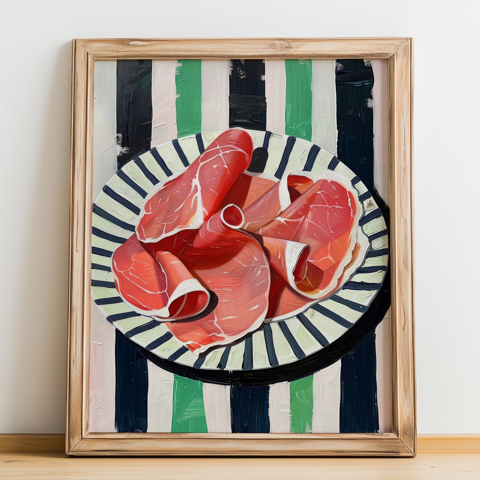 Prosciutto di Parma – Italian Meat Dish, Farmhouse Kitchen Painting, no-text version framed in wood