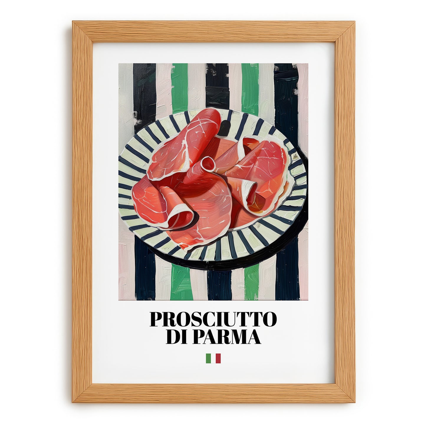 Prosciutto di Parma – Italian Meat Dish, Farmhouse Kitchen Painting, set in oak frame