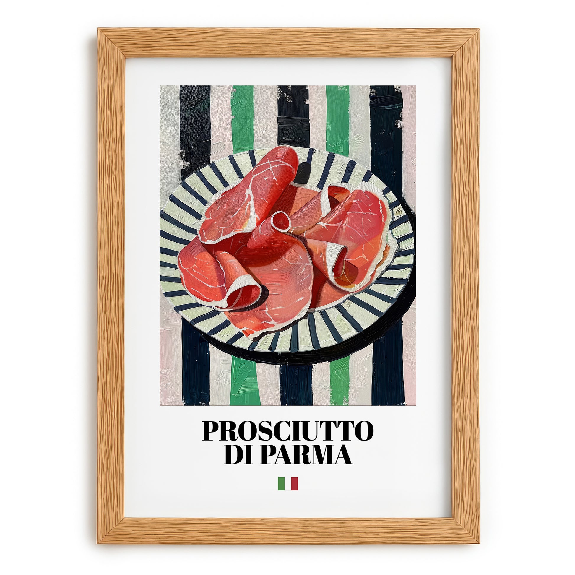 Prosciutto di Parma – Italian Meat Dish, Farmhouse Kitchen Painting, set in oak frame