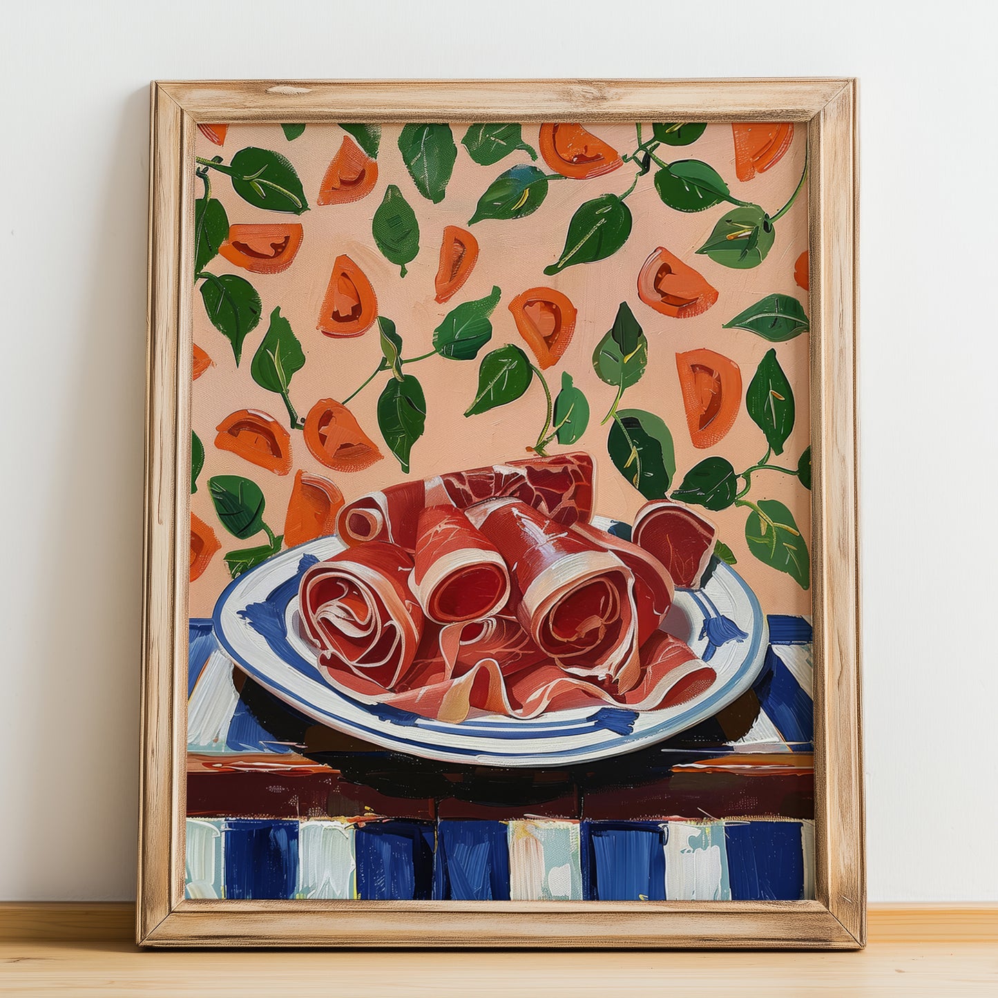 Prosciutto di Parma – Italian Meat Dish, Restaurant Poster, no-text version framed in wood