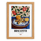 Biscotti – Italian Biscuits Dish, Bistro Print, set in oak frame