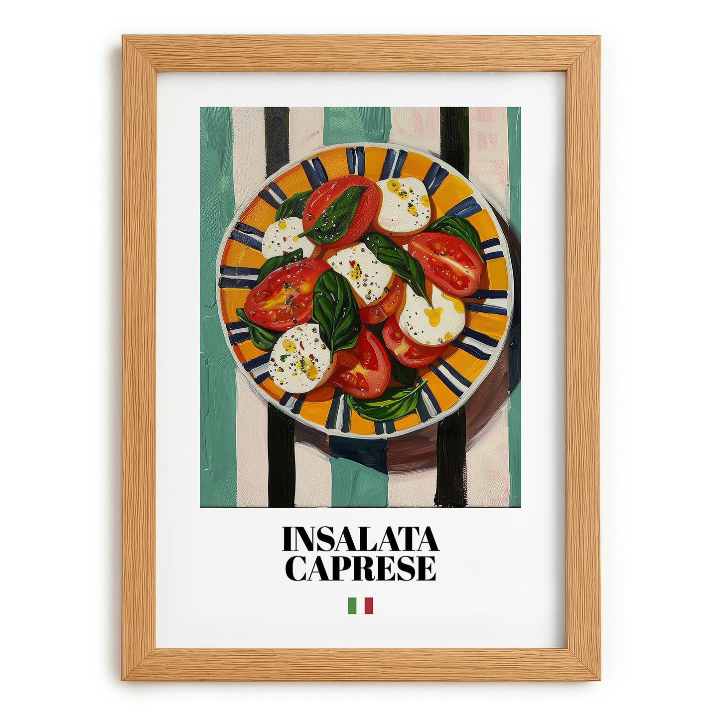 Insalata Caprese – Italian Salad Dish, Bistro Still Life, set in oak frame