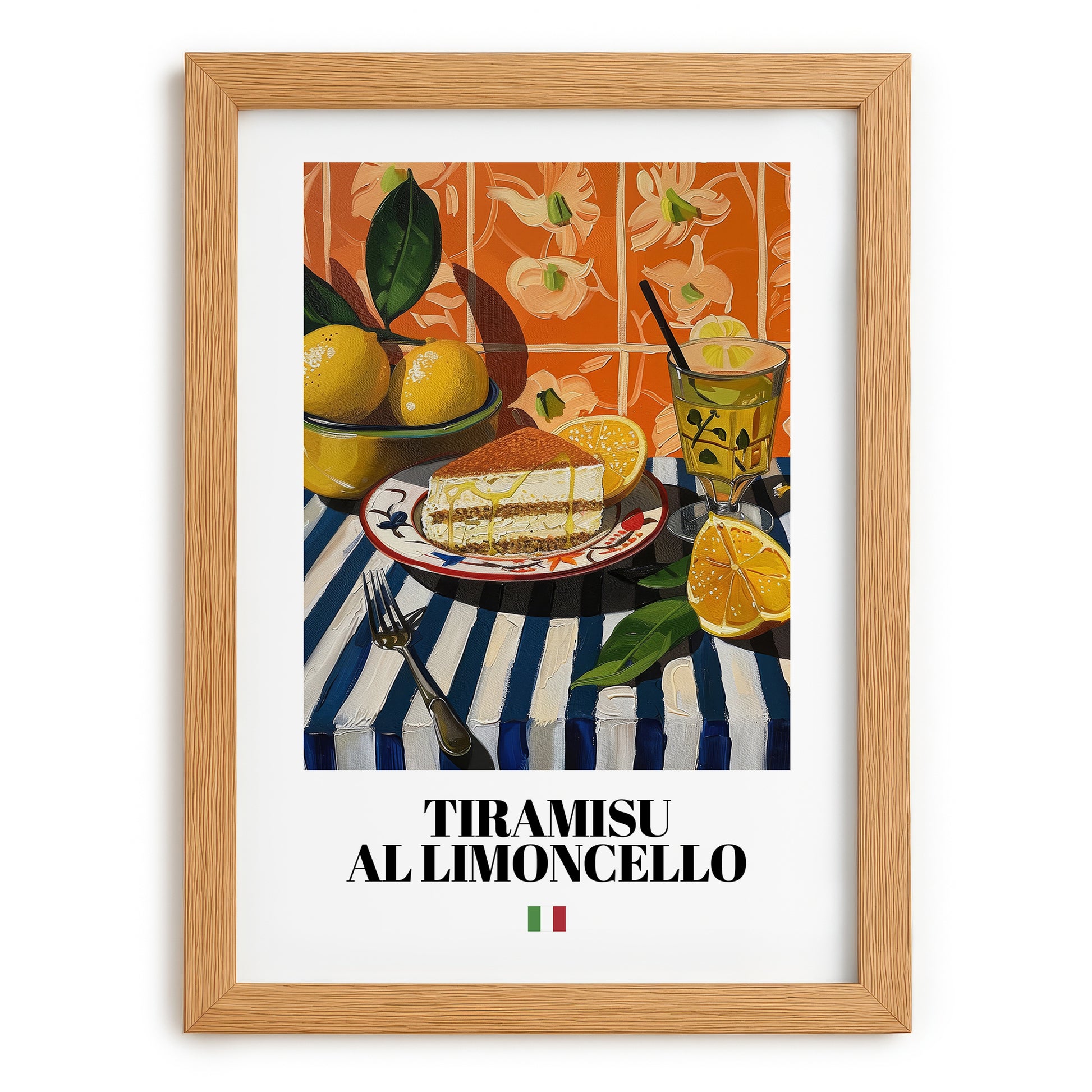 Tiramisu al Limoncello – Italian Dessert Dish, Restaurant Painting, set in oak frame