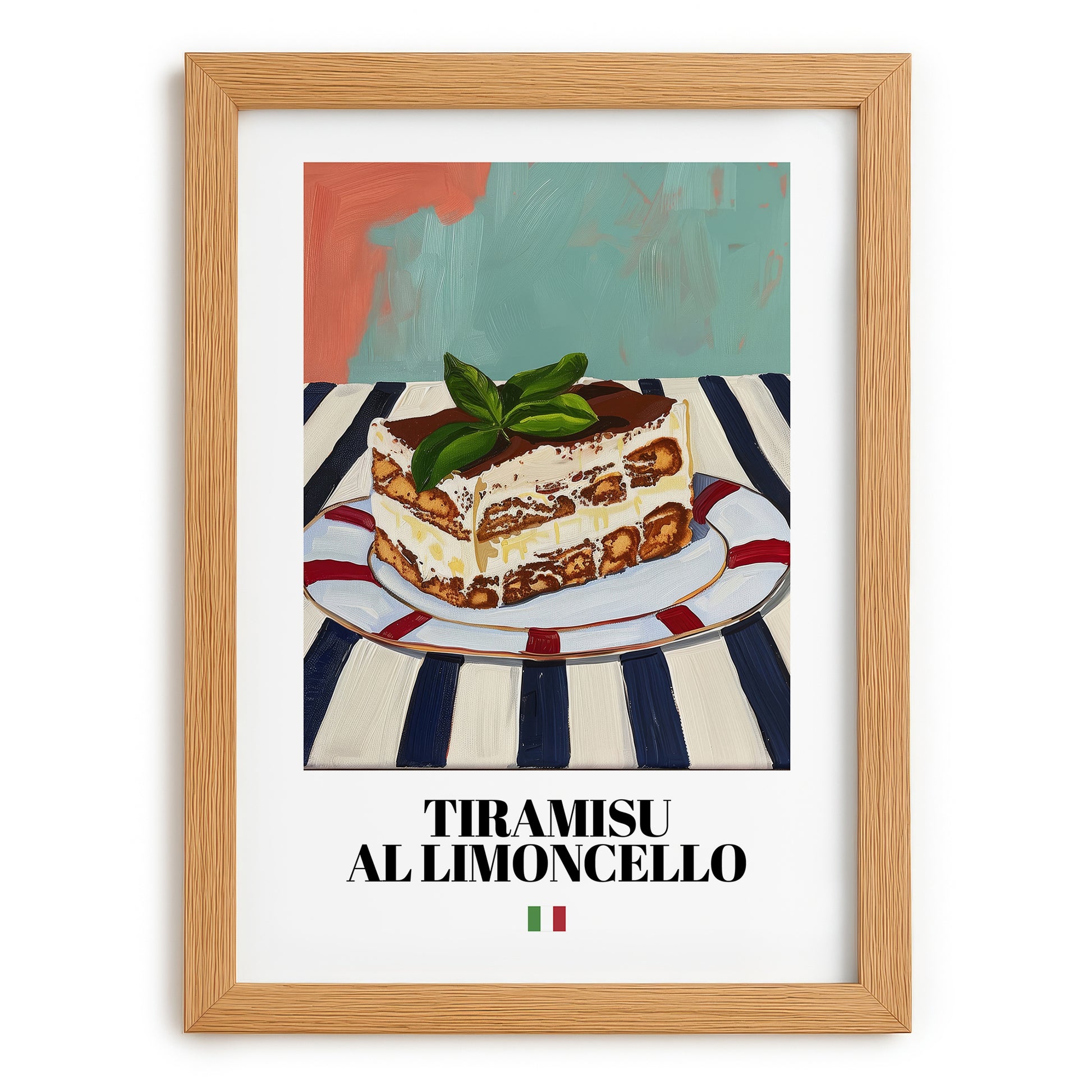 Tiramisu al Limoncello – Italian Dessert Dish, Bistro Wall Art, set in oak frame
