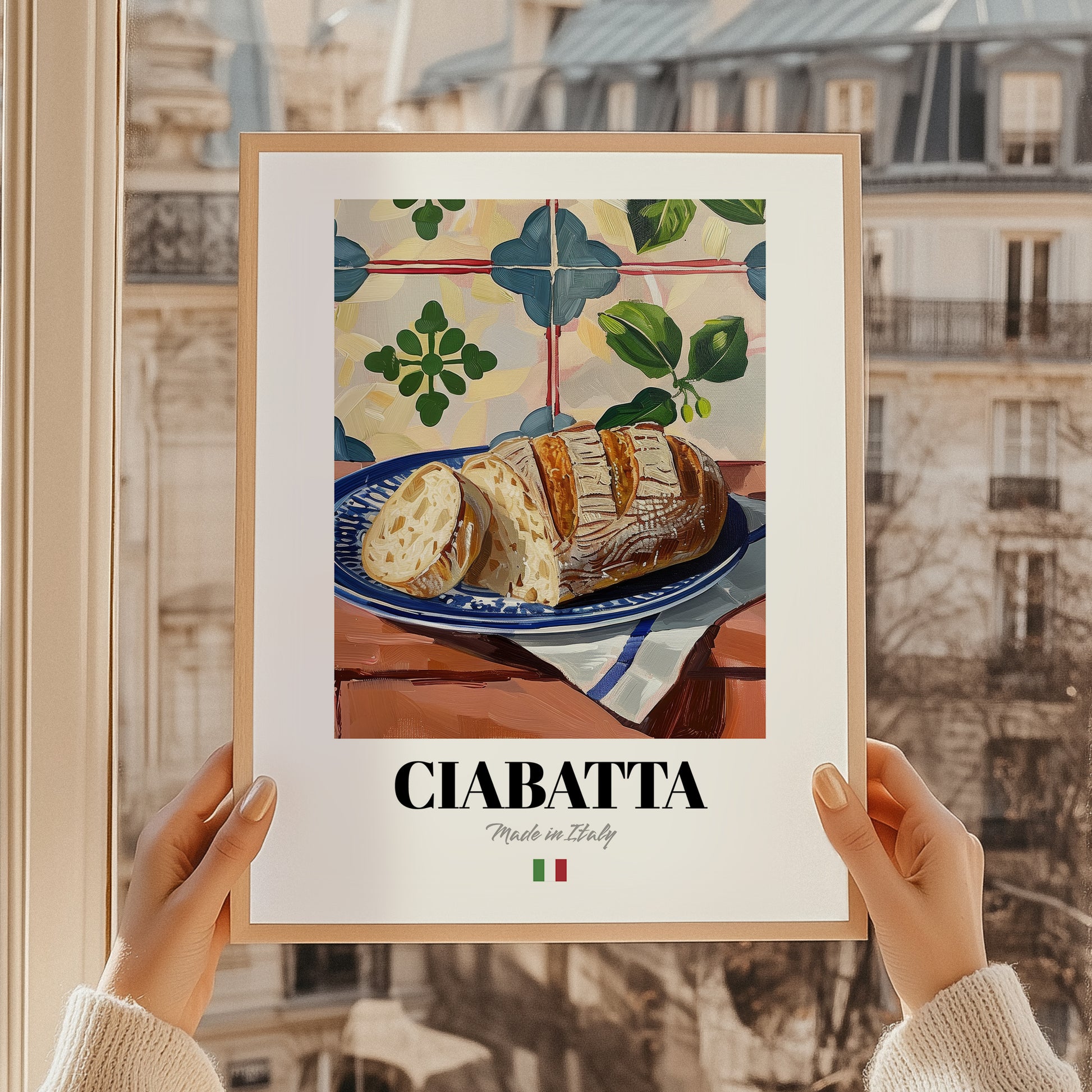 Ciabatta – Italian Bread Dish, Fine Dining Restaurant Wall Art, styled in a charming Paris street view