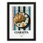 Ciabatta – Italian Bread Dish, Fine Dining Restaurant Illustration, in sleek black frame