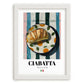 Ciabatta – Italian Bread Dish, Fine Dining Restaurant Illustration, placed in minimal white frame