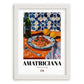 Amatriciana – Italian Pasta, Trattoria Illustration, placed in minimal white frame