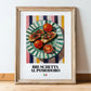 Bruschetta al pomodoro – Italian Snack Dish, Restaurant Illustration, in wooden frame leaning on the floor
