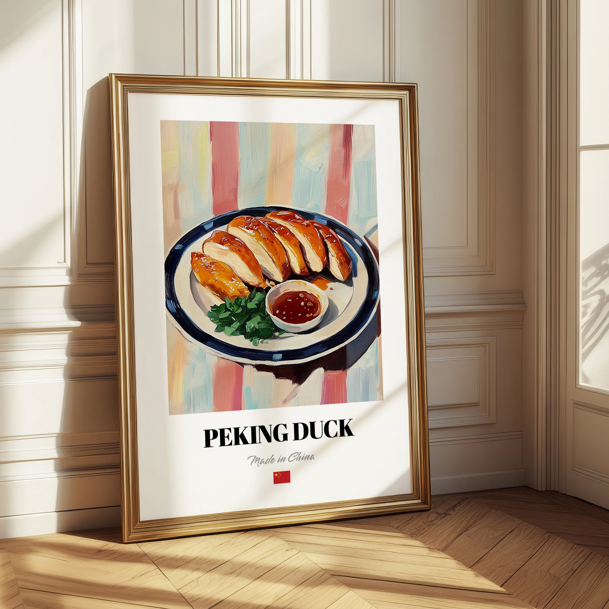 Peking Duck – on Striped Tablecloth, Chinese Food Poster