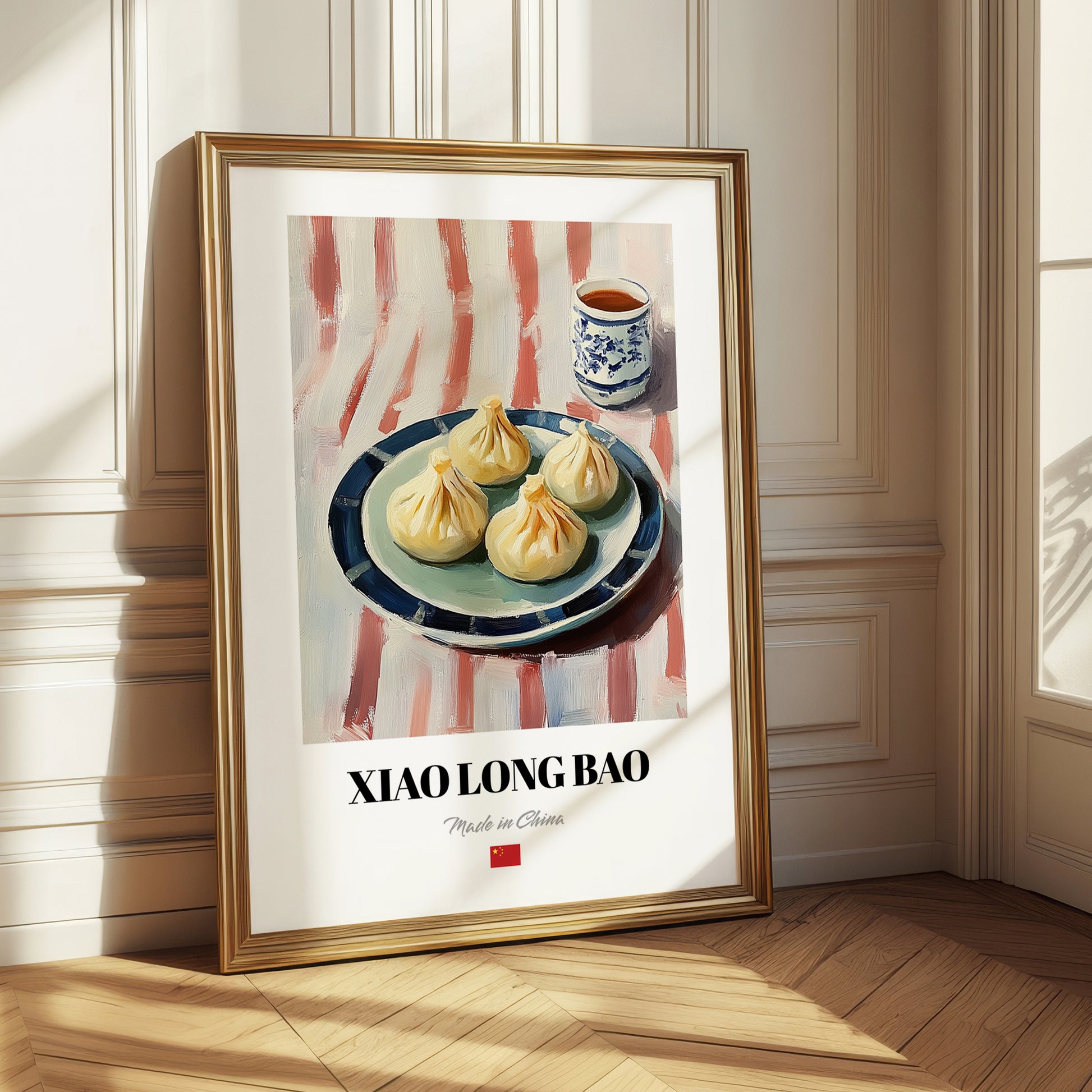 Xiao Long Bao – on Striped Tablecloth, Chinese Food Painting