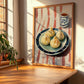 Xiao Long Bao – on Striped Tablecloth, Chinese Food Painting, clean layout with no caption