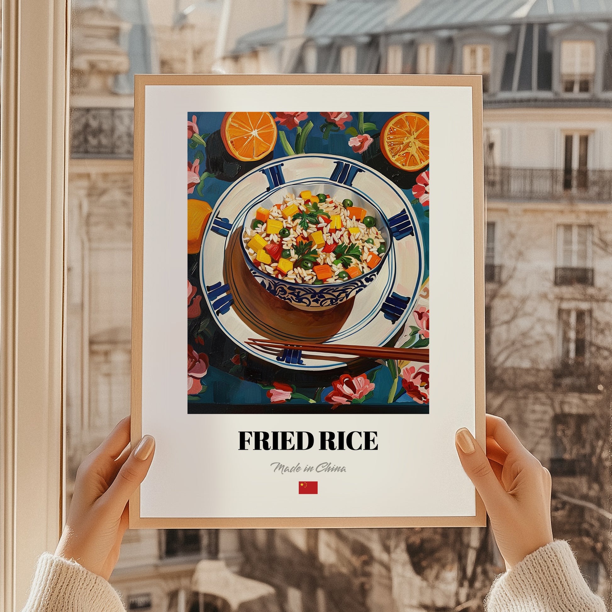 Fried Rice (Chǎofàn) – Art, Chinese Food Wall Painting, styled in a charming Paris street view