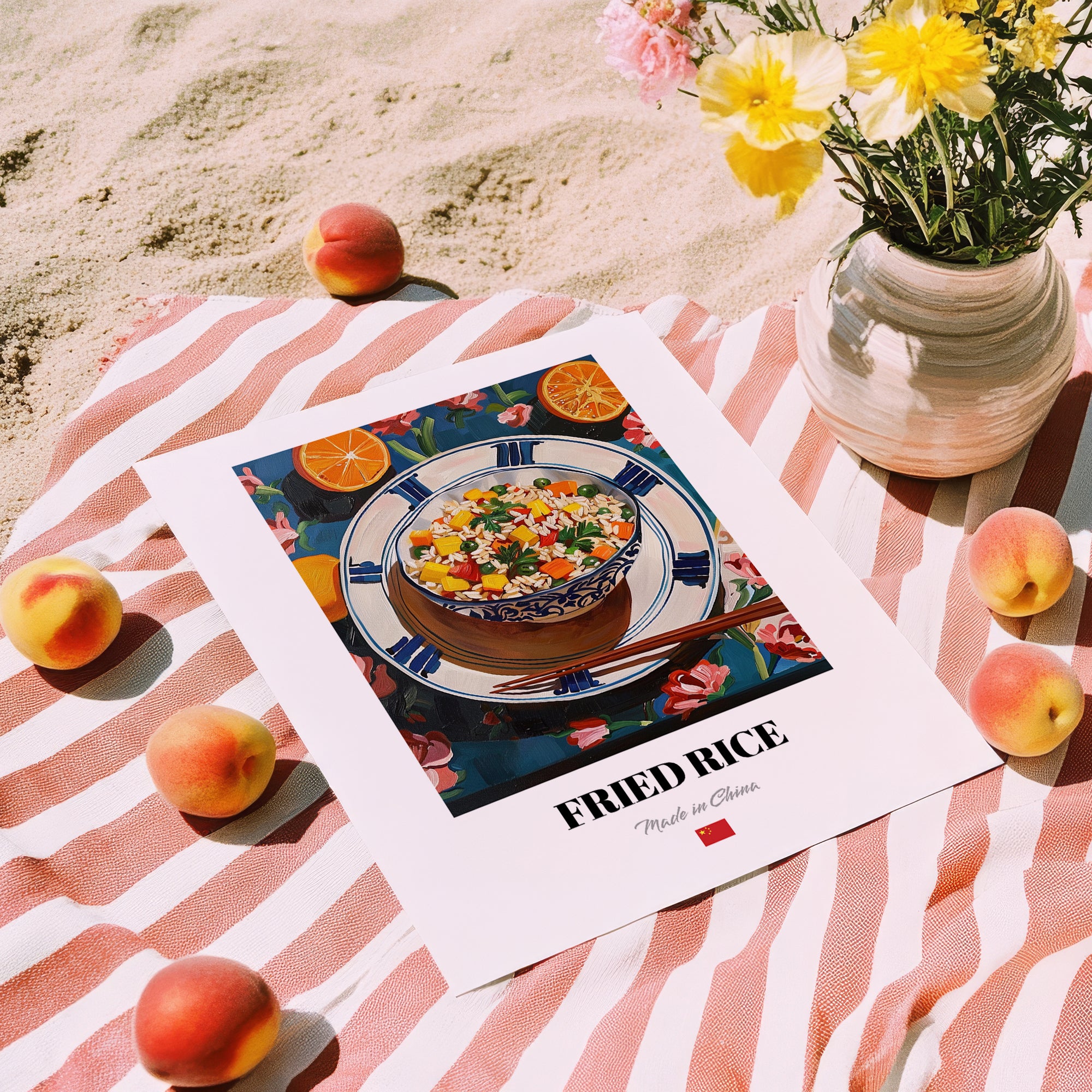 Fried Rice (Chǎofàn) – Art, Chinese Food Wall Painting, unframed on coastal sand