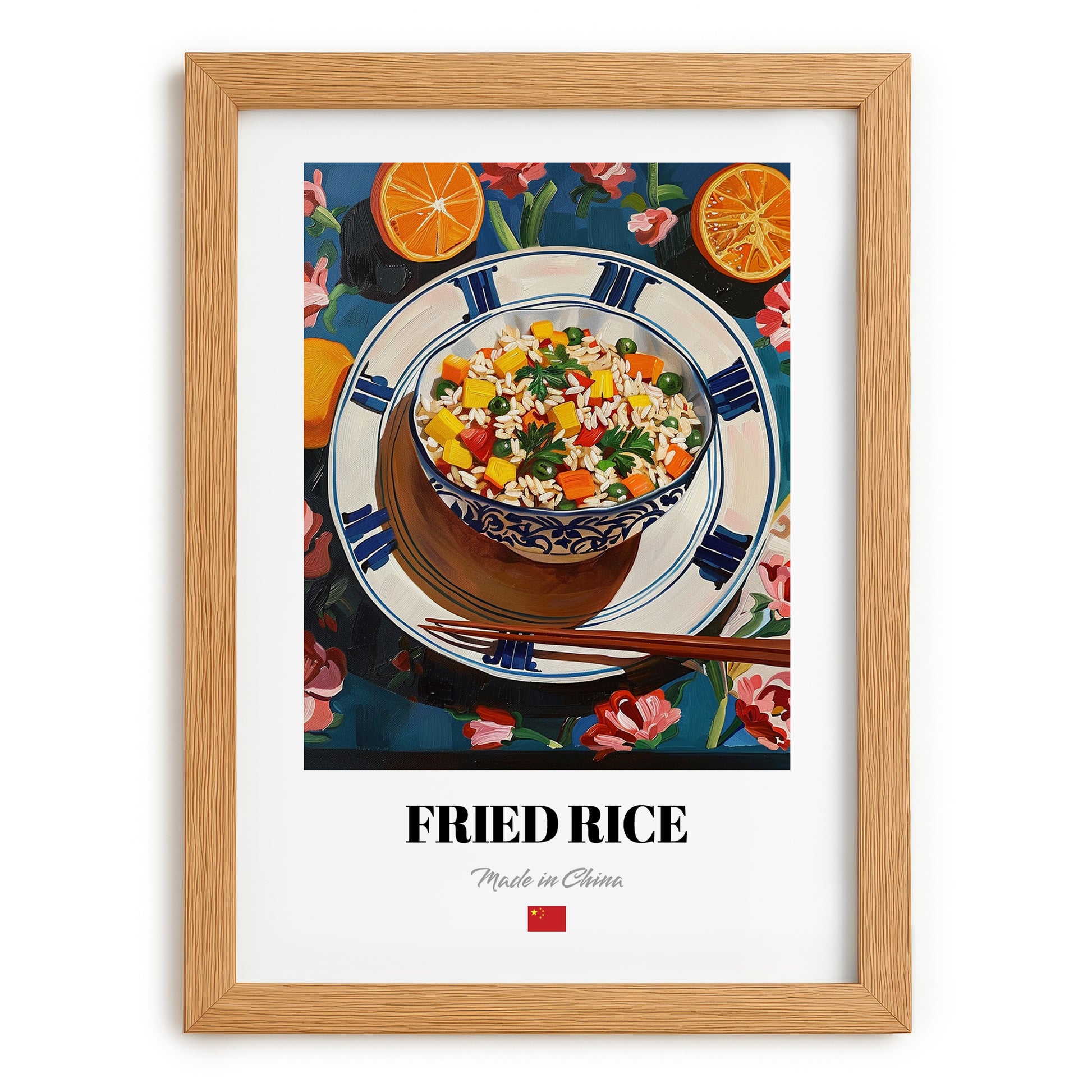 Fried Rice (Chǎofàn) – Art, Chinese Food Wall Painting, set in oak frame