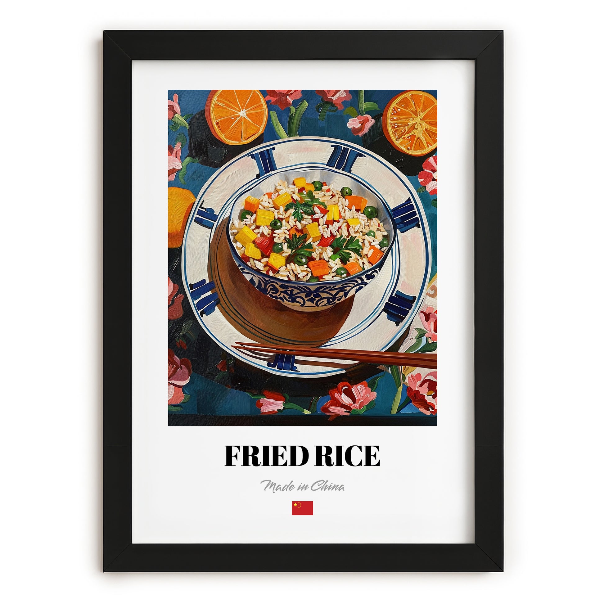 Fried Rice (Chǎofàn) – Art, Chinese Food Wall Painting, in sleek black frame