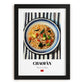 Chǎofàn (Fried Rice) – on Striped Tablecloth, Chinese Food Still Life, in sleek black frame