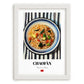 Chǎofàn (Fried Rice) – on Striped Tablecloth, Chinese Food Still Life, placed in minimal white frame