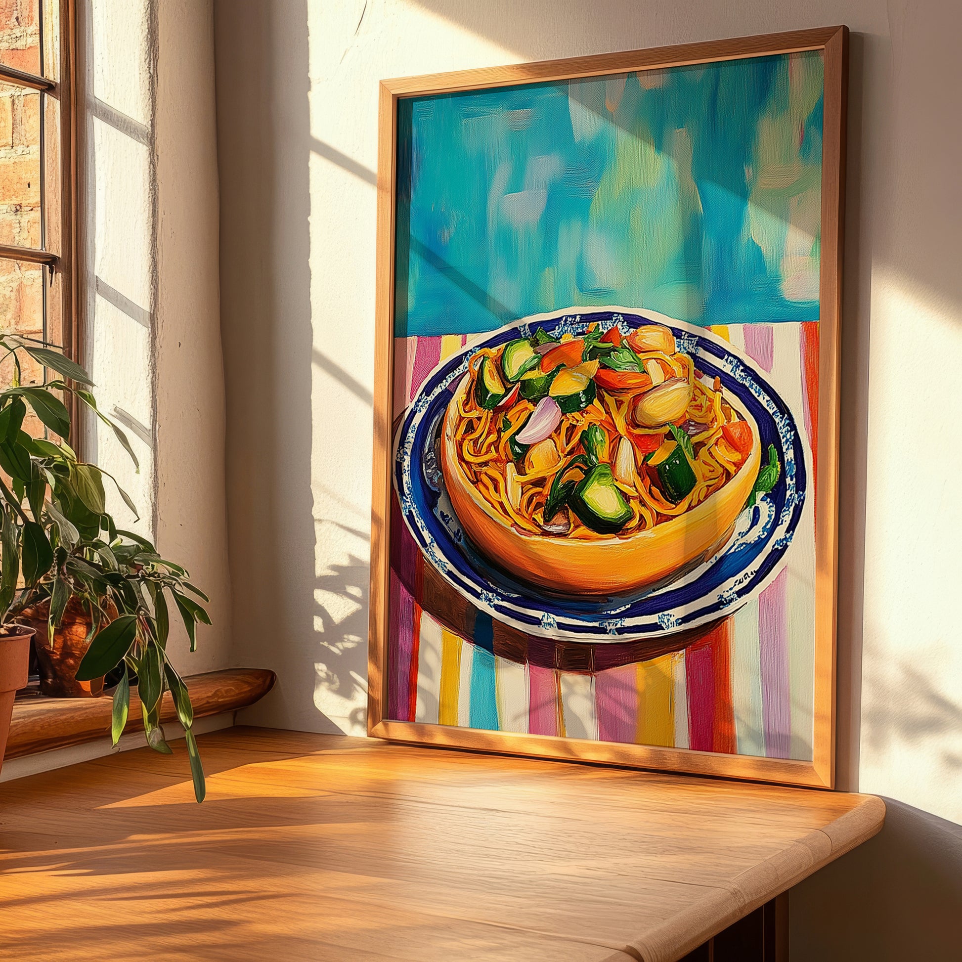 Chow Mein – Oil Painting, Chinese Food Wall Decor, clean layout with no caption