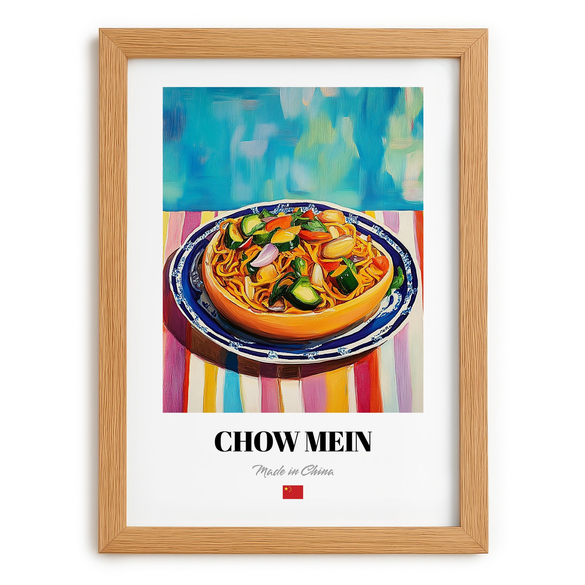 Chow Mein – Oil Painting, Chinese Food Wall Decor, set in oak frame