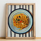 Chow Mein – on Striped Tablecloth, Chinese Food Still Life, no-text version framed in wood