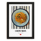 Chow Mein – on Striped Tablecloth, Chinese Food Still Life, in sleek black frame